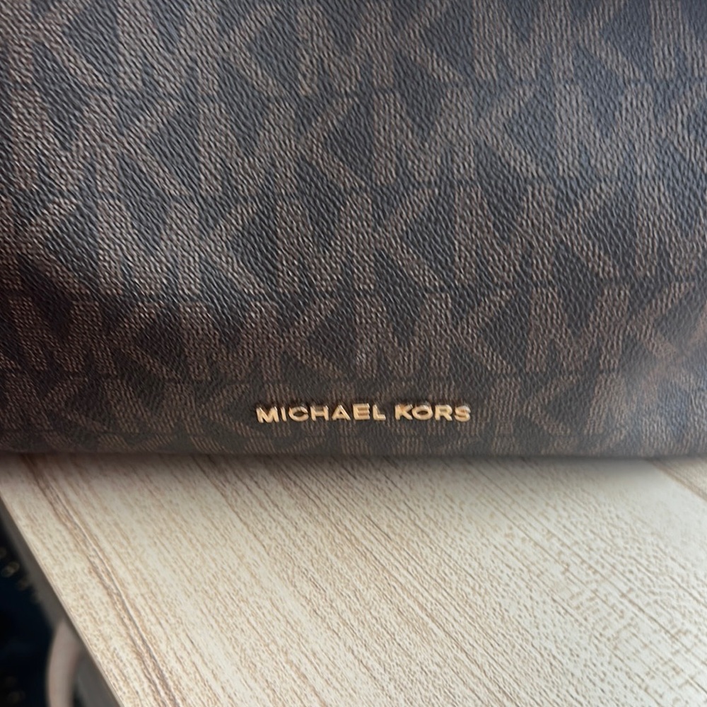 Michael Kors Red and Brown Hobo Bag with Signature Monogram - Picture 2 of 4
